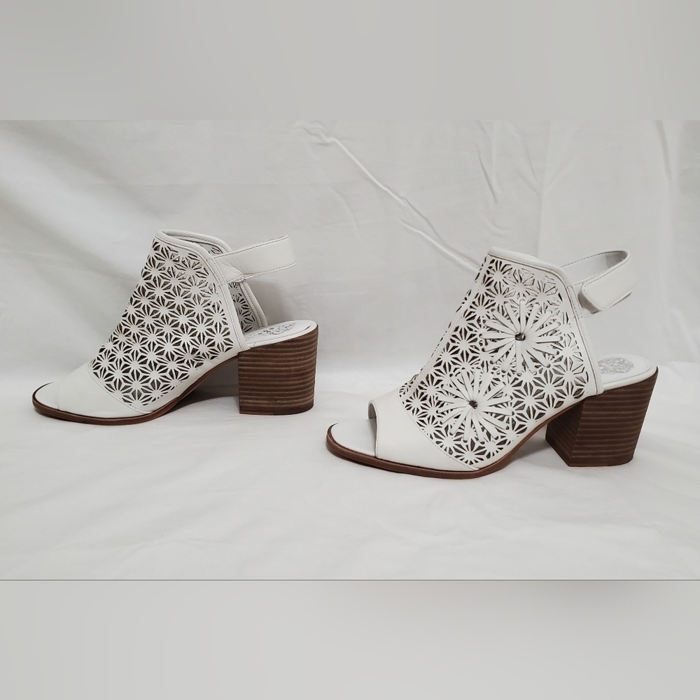 Vince Camuto Kalison Leather Stacked Heel Open Toe Ankle Strap Sandal - Picture 6 of 11